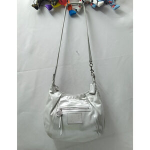 Coach Poppy White Leather 65th Ann. Zipper Closure Crossbody Bag